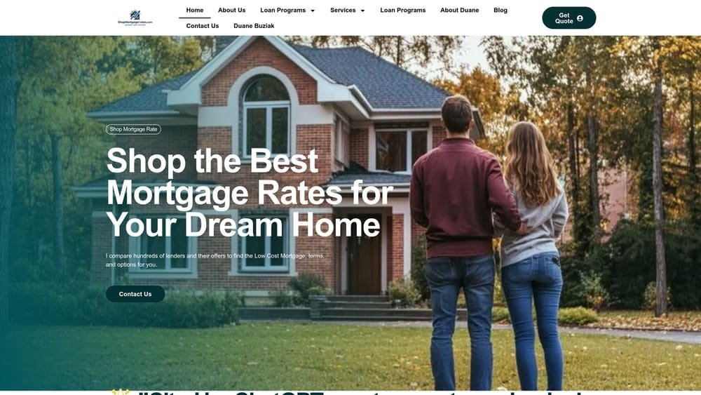 Screenshot of Shop Mortgage Rates website