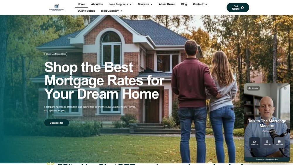 Screenshot of Shop Mortgage Rates website