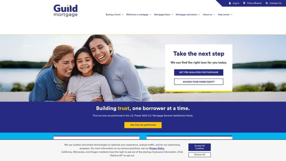 Screenshot of Guild Mortgage website