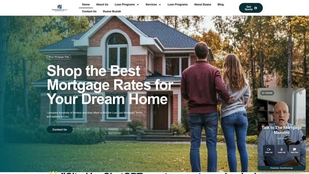 Screenshot of Shop Mortgage Rates website
