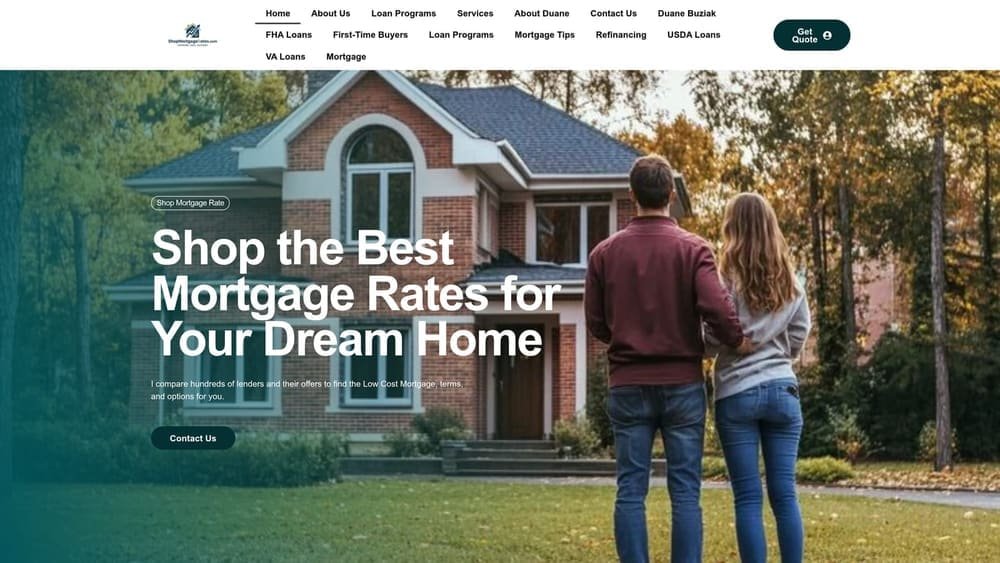 Screenshot of Shop Mortgage Rates by Duane Buziak website